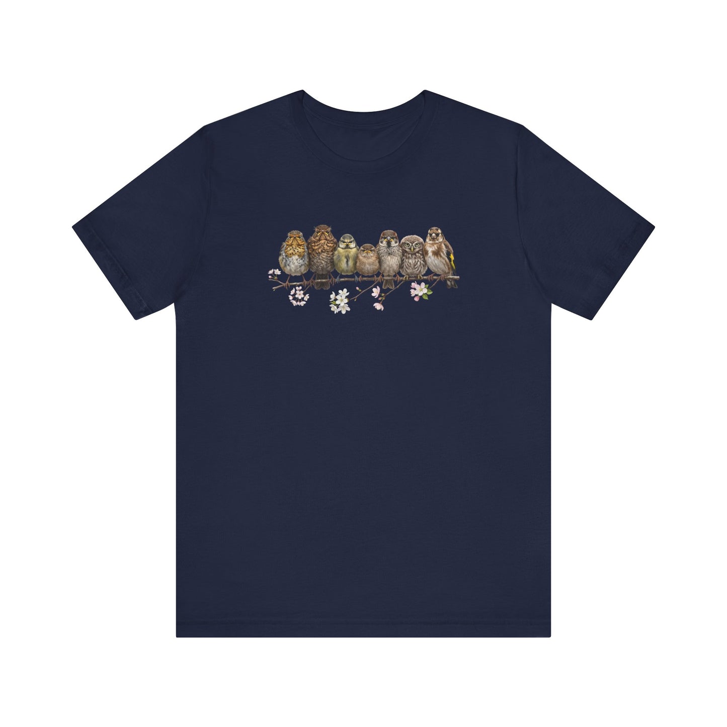 Rotkehlchen Amsel Blaumeise Jungvogel Premium T-Shirt | Frühlingsblüten Vogelmotiv für Vogelbeobachter