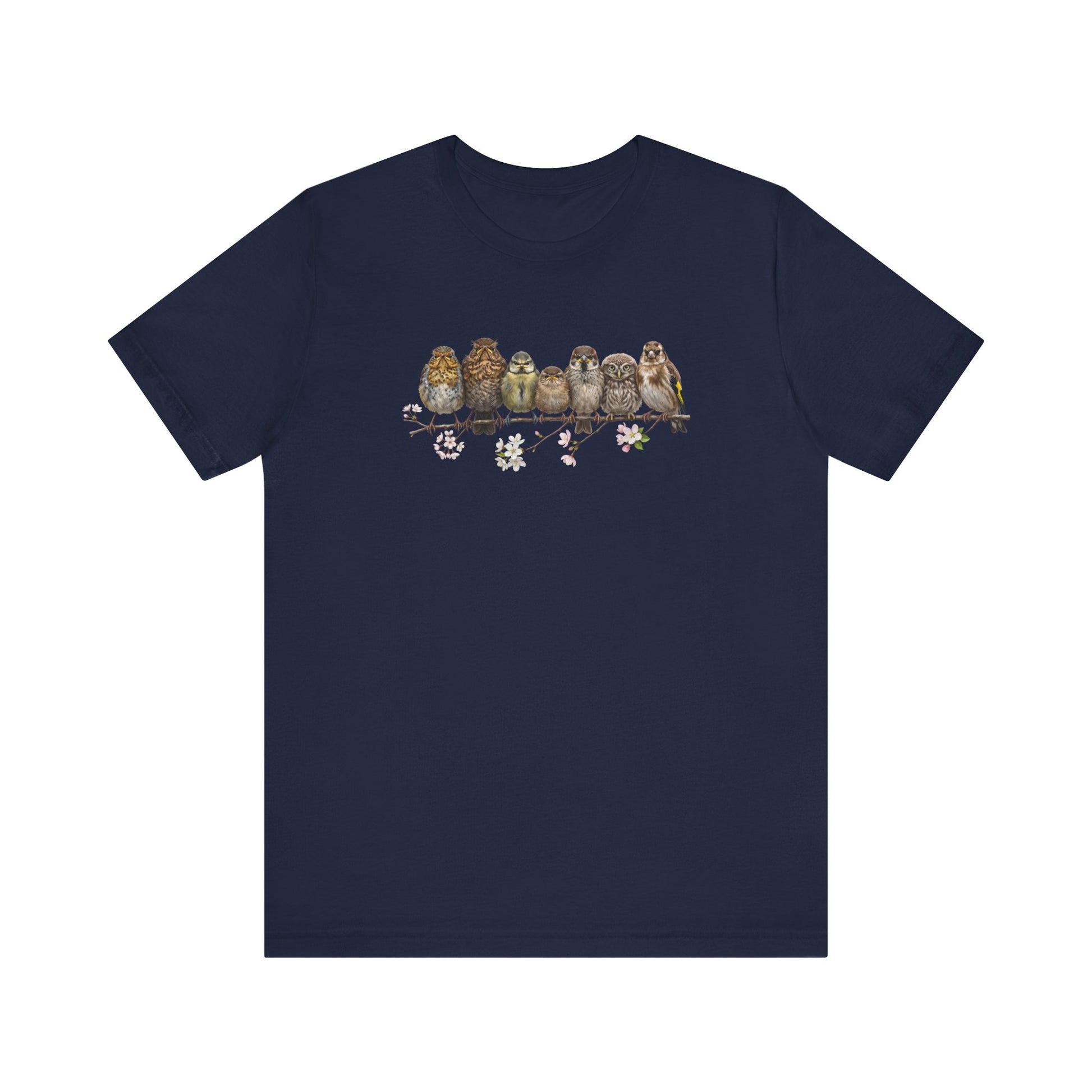 Rotkehlchen Amsel Blaumeise Jungvogel Premium T-Shirt | Frühlingsblüten Vogelmotiv für Vogelbeobachter