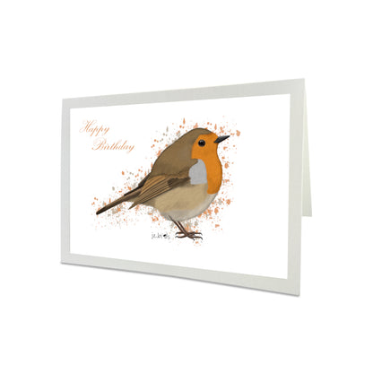 Geburtstagskarte Rotkehlchen Vogel Illustration Glückwunschkarte zum Geburtstag Happy Birthday mit Umschlag