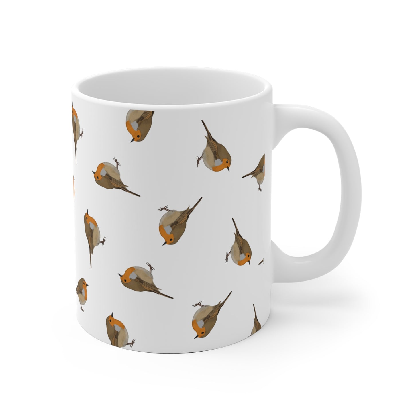 Rotkehlchen Tasse mit Streumuster | Vogelmotiv Kaffeebecher für Vogelbeobachter & Naturfreunde