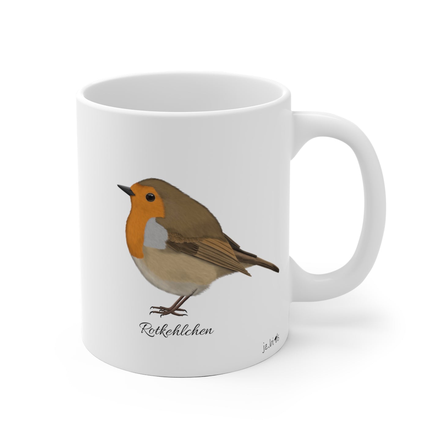 Rotkehlchen Vogel Tasse Weiß für Vogelbeobachter