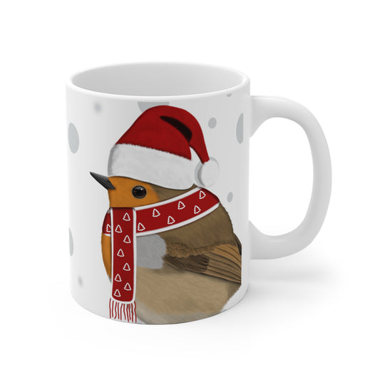 Rotkehlchen als Weihnachtsmann Vogel Tasse