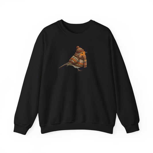 Rotkehlchen in Strick Weihnachts-Sweatshirt | Unisex Vogel Sweater für Vogelfreunde & Vogelbeobachter