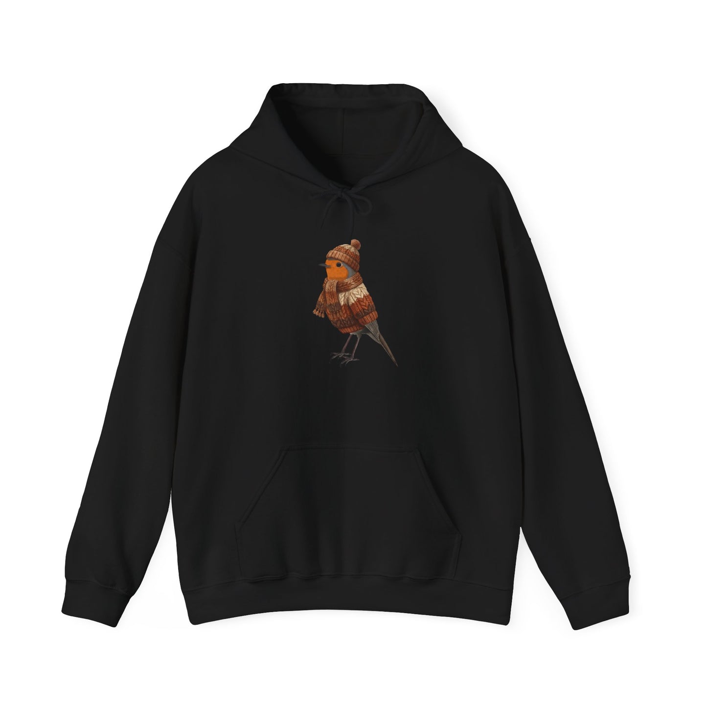 Rotkehlchen mit Strickpullover Hoodie - Vogel Kapuzenpullover für Vogelbeobachter & Naturliebhaber mit Vogelmotiv