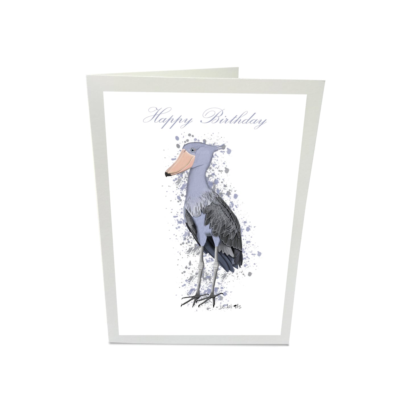 Geburtstagskarte Schuhschnabel Vogel Illustration Glückwunschkarte zum Geburtstag Happy Birthday mit Umschlag