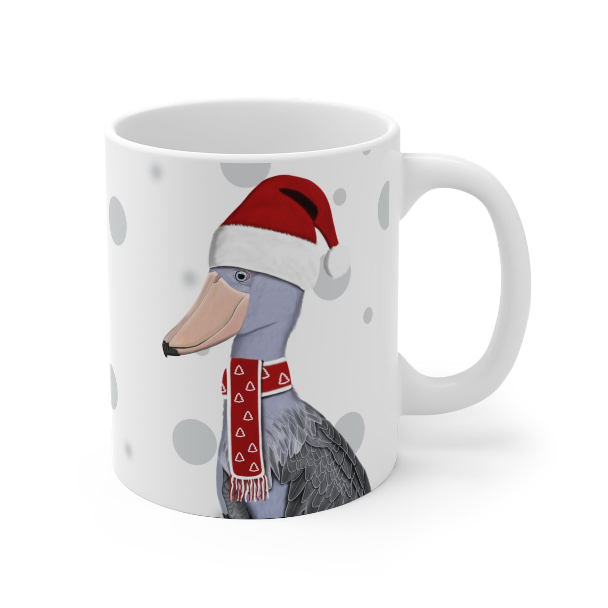 Schuhschnabel als Weihnachtsmann Vogel Tasse