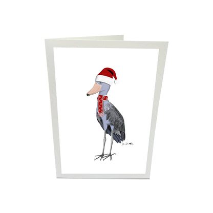 Schuhschnabel als Weihnachtsmann Weihnachtskarte Vogel Zeichnung Inklusive Umschlag