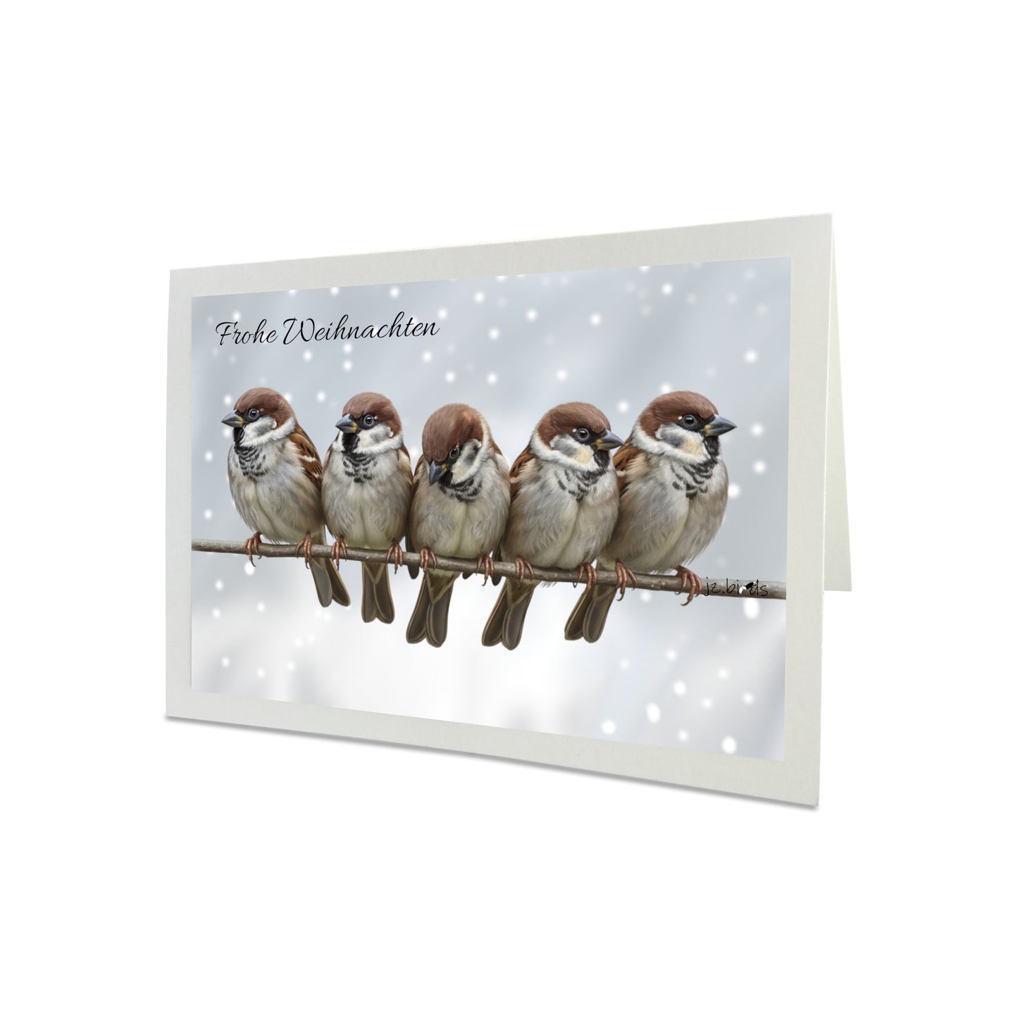 Spatzen auf einem Ast Weihnachtskarte Frohe Weihnachten Inklusive Umschlag