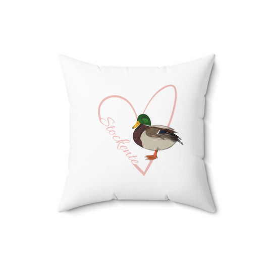 Stockente Kissen mit Rosa Herz Vogel Kissen Weiß