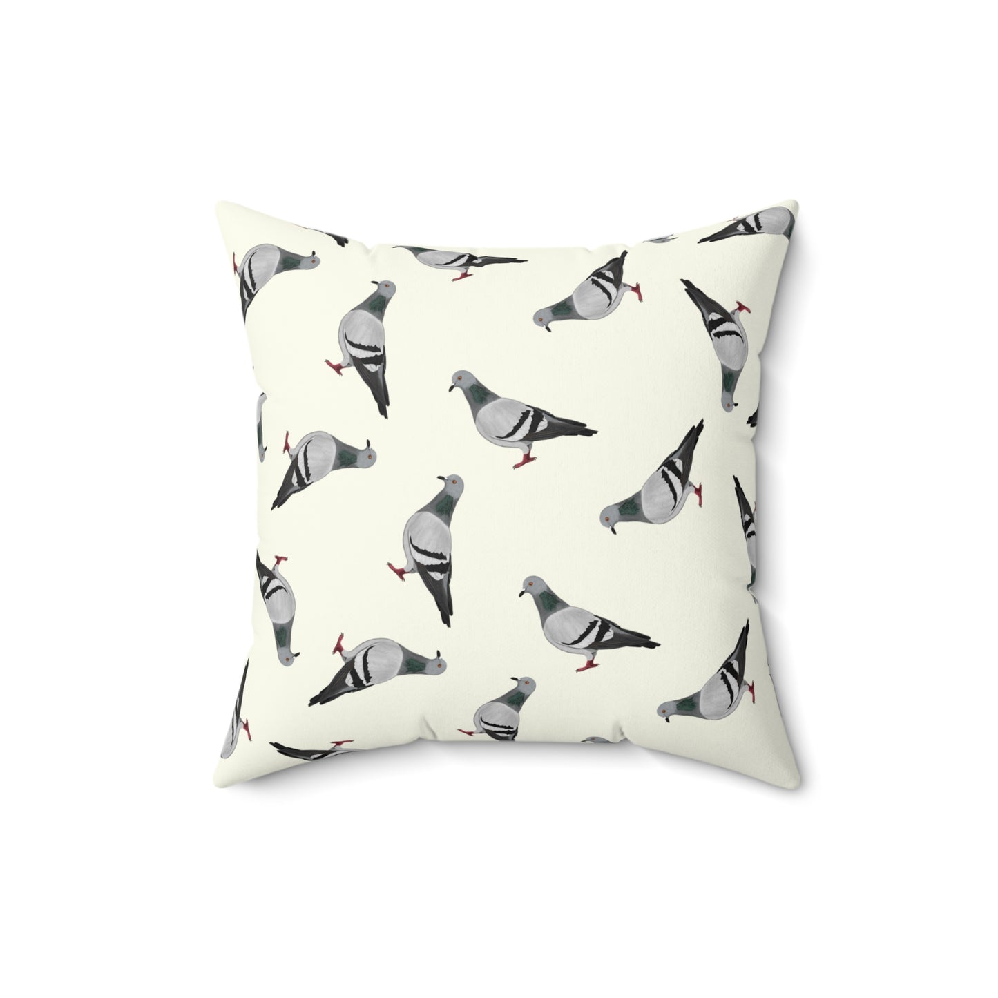 Taube Dekokissen in Cremeweiß | Gemaltes Vogelmotiv & Sofakissen 40x40cm für Naturfreunde