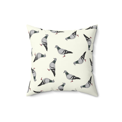 Taube Dekokissen in Cremeweiß | Gemaltes Vogelmotiv & Sofakissen 40x40cm für Naturfreunde