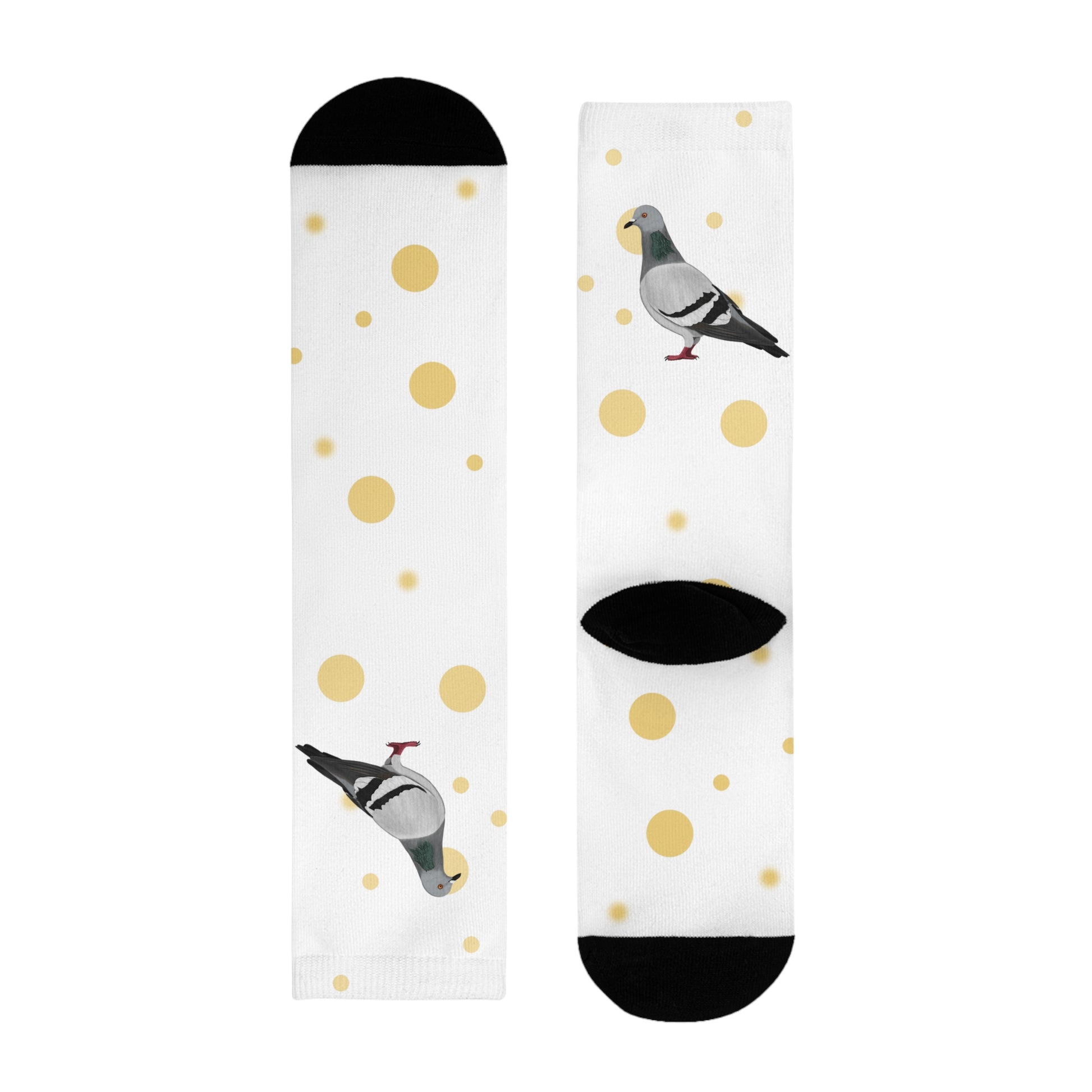 Taube Vogel Socken mit Goldenen Punkten für Vogelfreunde & Vogelbeobachter Weiß