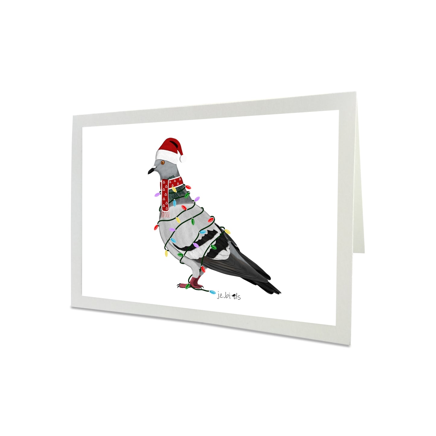 Weihnachtskarte Taube als Weihnachtsmann Vogel Zeichnung Inklusive Umschlag