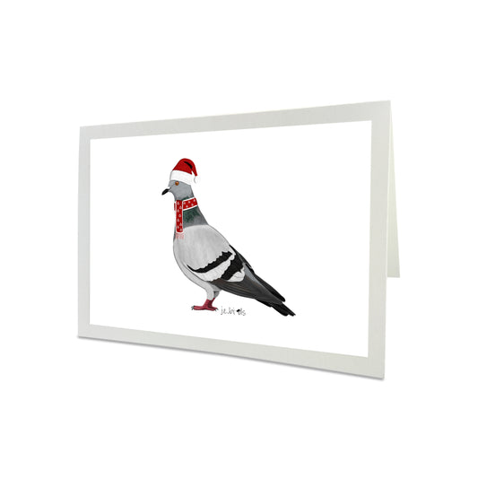 Taube als Weihnachtsmann Weihnachtskarte Vogel Zeichnung Inklusive Umschlag