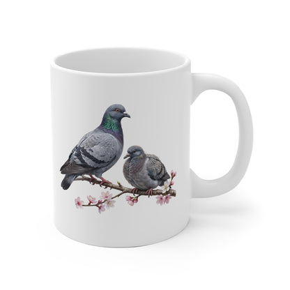 Taube mit Ästling Premium Keramiktasse | Geschenk für Vogelbeobachter
