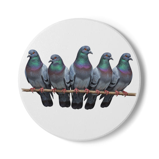 Tauben Keramik-Untersetzer Vogelmotiv Weiß