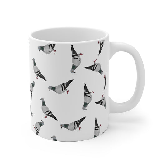 Tauben Tasse mit Streumuster | Vogelmotiv Kaffeebecher für Vogelbeobachter & Naturfreunde