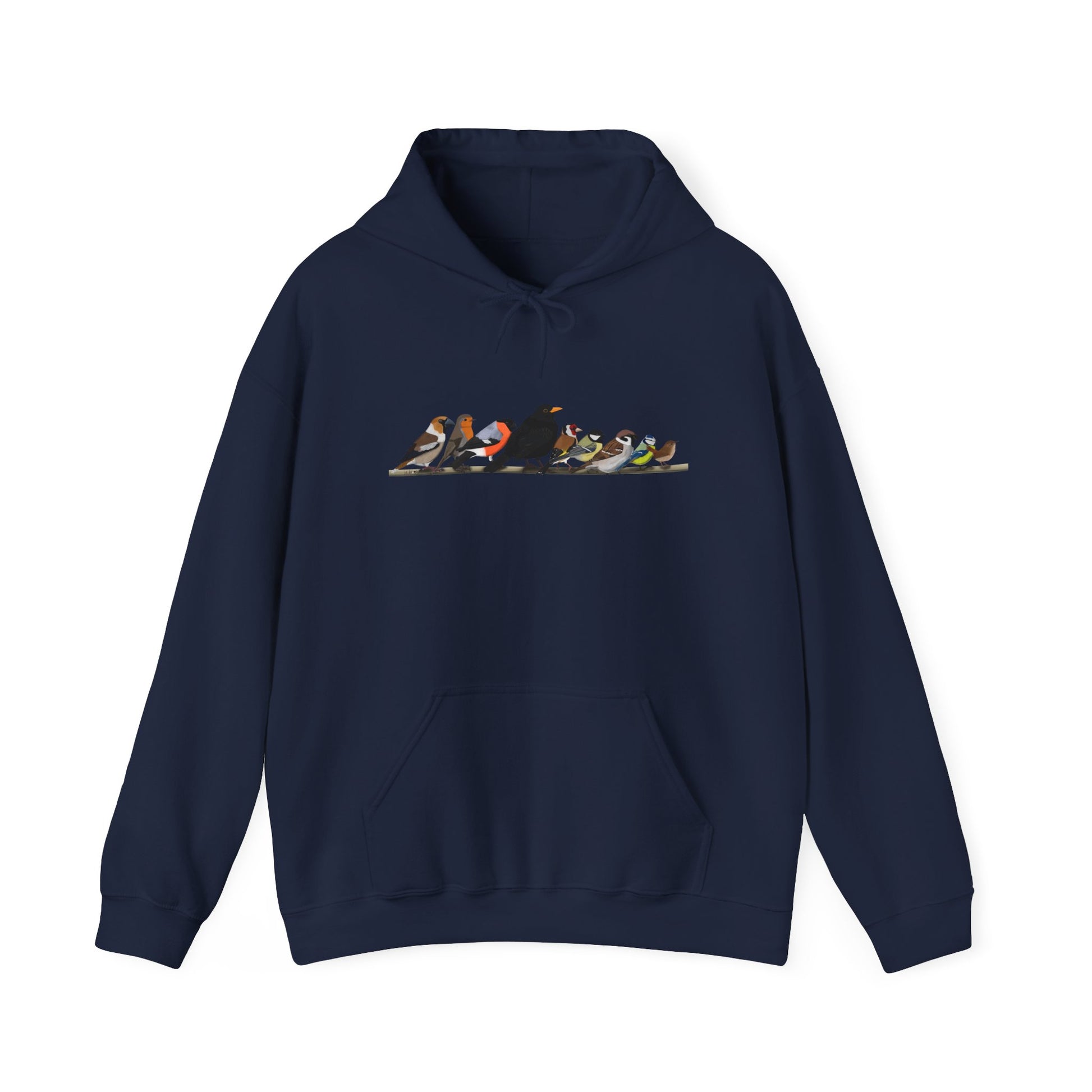 Vögel auf einem Ast Hoodie - Amsel Rotkehlchen Kohlmeise Stieglitz Kapuzenpullover für Vogelbeobachter & Naturliebhaber