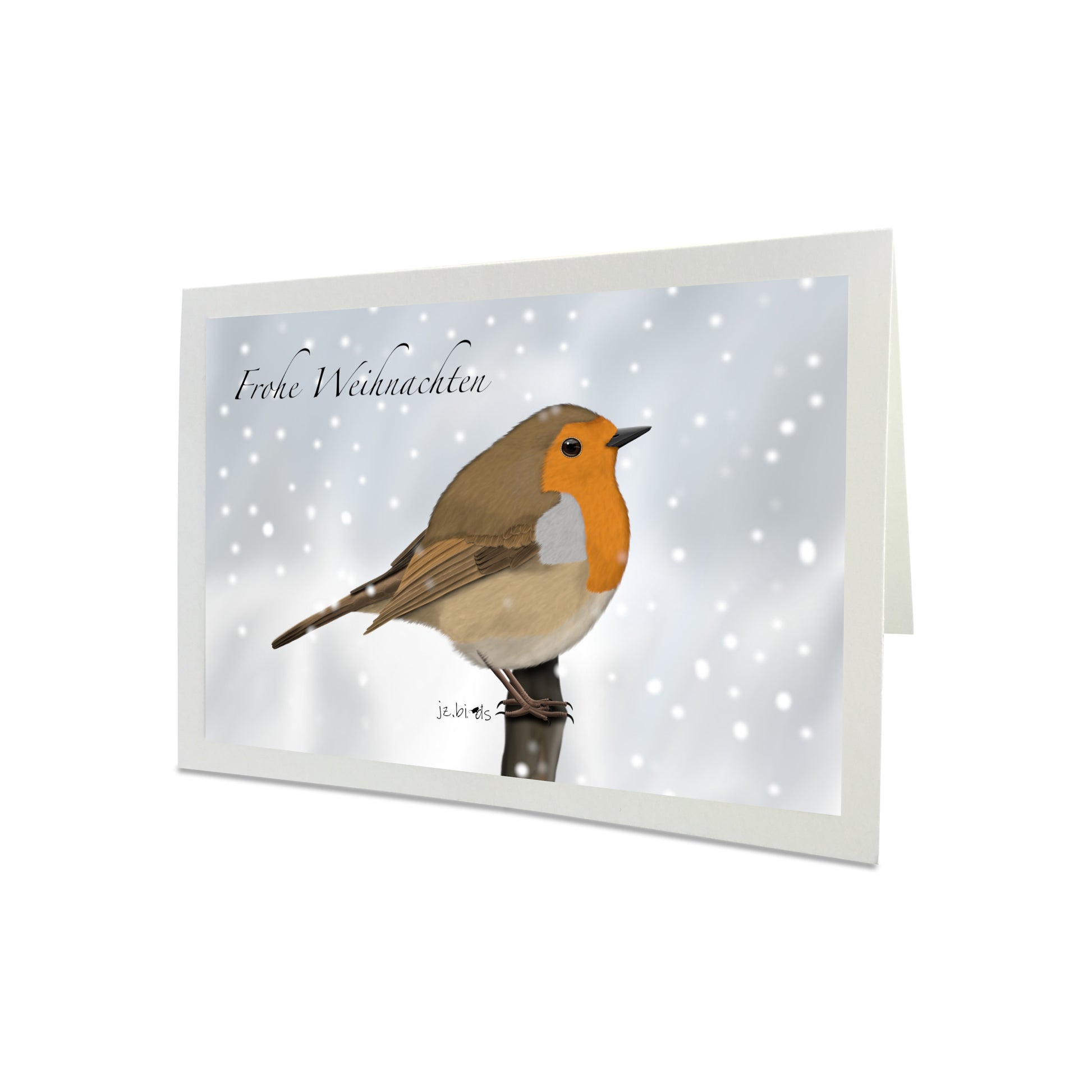Weihnachtskarte Rotkehlchen im Schnee Vogel Zeichnung Frohe Weihnachten Inklusive Umschlag