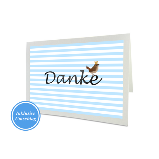 Zaunkönig Dankeskarte mit Umschlag Danksagungskarte mit Vogel