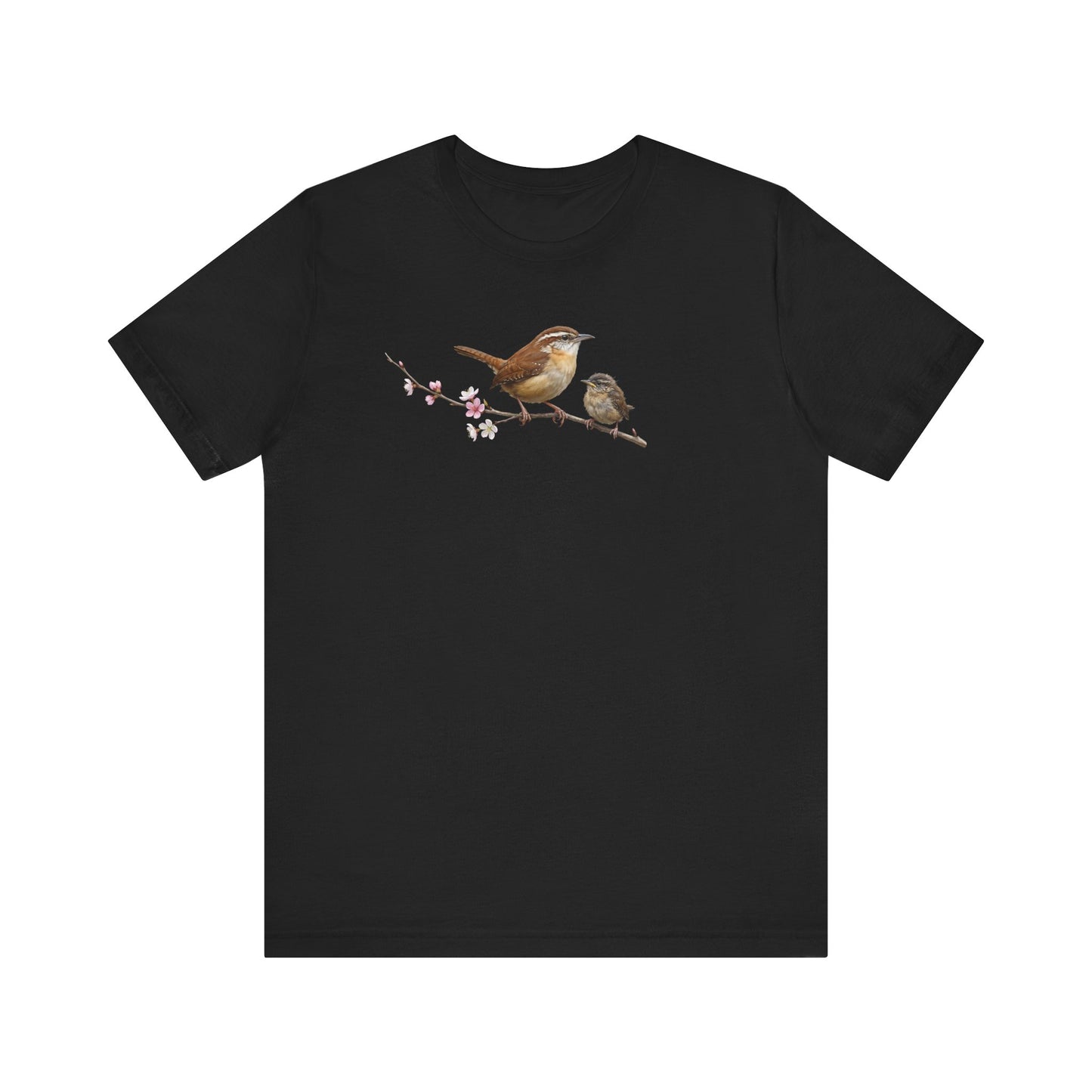 Zaunkönig & Jungvogel T-Shirt | Frühlingsblüten Vogelmotiv für Vogelbeobachter