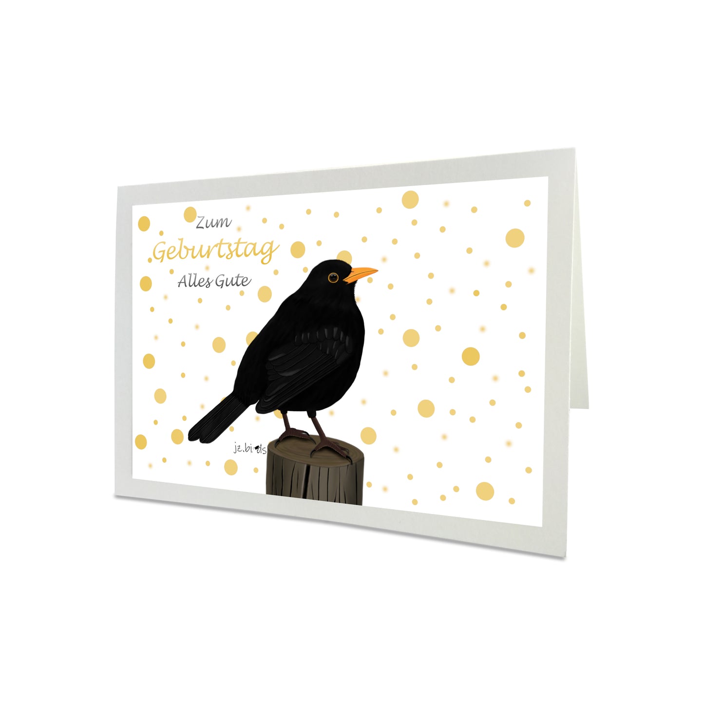 Geburtstagskarte Amsel Vogel Illustration Glückwunschkarte Alles Gute zum Geburtstag mit Umschlag