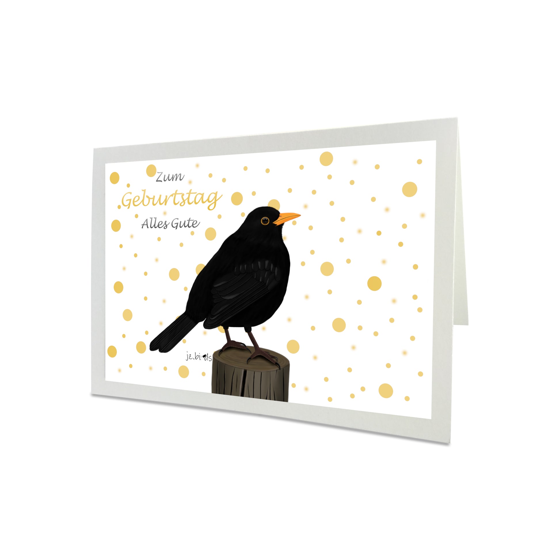 Geburtstagskarte Amsel Vogel Illustration Glückwunschkarte Alles Gute zum Geburtstag mit Umschlag