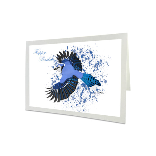 Geburtstagskarte Blue Jay Vogel Illustration Glückwunschkarte zum Geburtstag Happy Birthday mit Umschlag