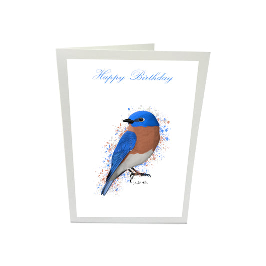 Geburtstagskarte Bluebird Vogel Illustration Glückwunschkarte zum Geburtstag Happy Birthday mit Umschlag