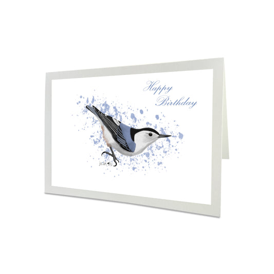 Geburtstagskarte Kleiber Vogel Illustration Glückwunschkarte zum Geburtstag Happy Birthday mit Umschlag