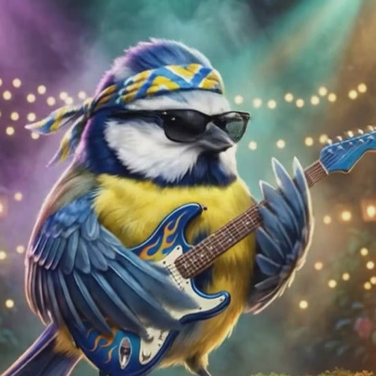 blaumeise spielt gitarren solo auf einer bühne mit rockband