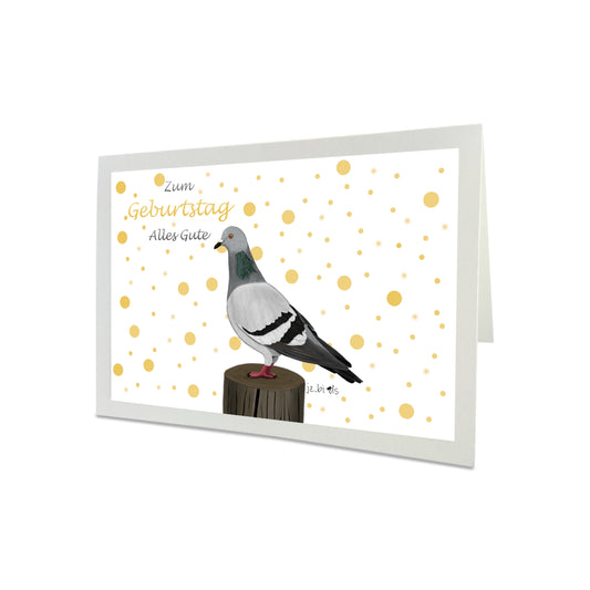 Geburtstagskarte Taube Vogel Illustration Glückwunschkarte Alles Gute zum Geburtstag mit Umschlag